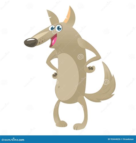 Gray Wolf Cartoon Vector Illustration Isolated Stock Vector
