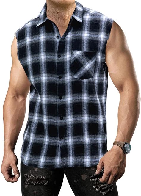 Jg Jenny Ghoo Sleeveless Flannel Shirt Men Casual Plaid