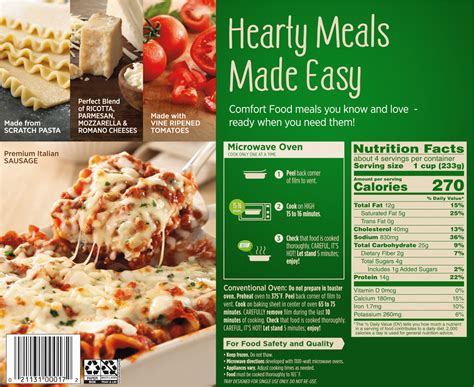 Marie Callender S Meat Lasagna Italiano Planogram Back