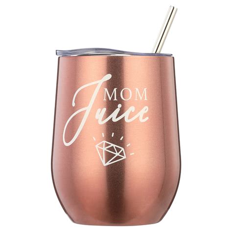 Mom Stainless Steel Wine Tumbler 12oz With Steel Straw Bpa Free Lid