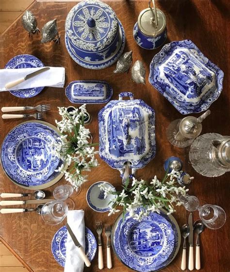 Elegant Blue And White China Table Setting