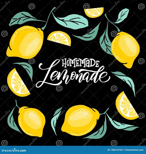 Lemonade Lettering With Lemon Label Brush Calligraphy Of Word Lemonade