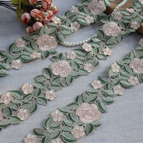 1 Yard Groen Kant Borduurwerk Lint Diy Kledingstuk Haaraccessoires 7