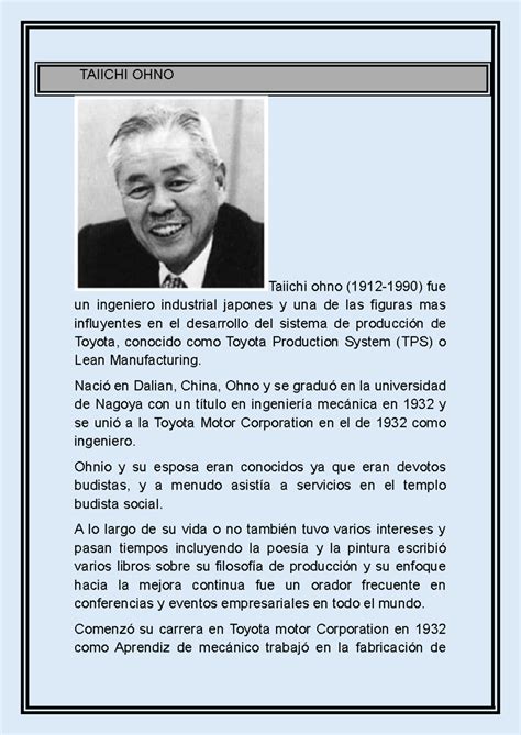 Taiichi Ohno Taiichi Ohno Taiichi Ohno 1912 1990 Fue Un Ingeniero