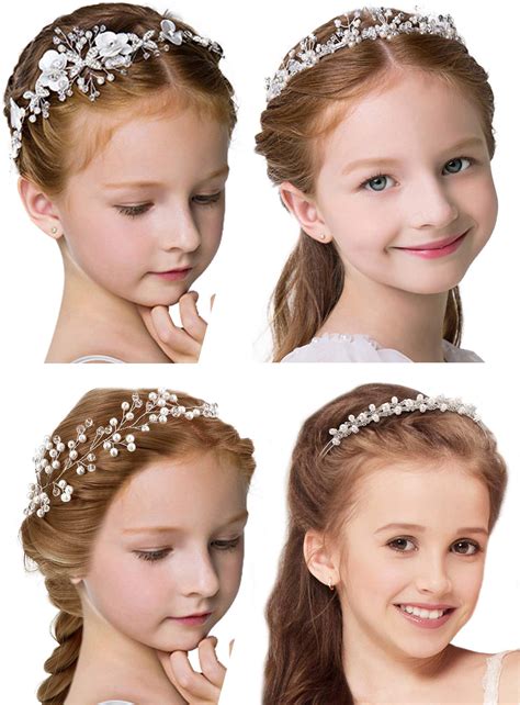 Willbond 4 Pcs Flower Girl Headpiece For Wedding Princess