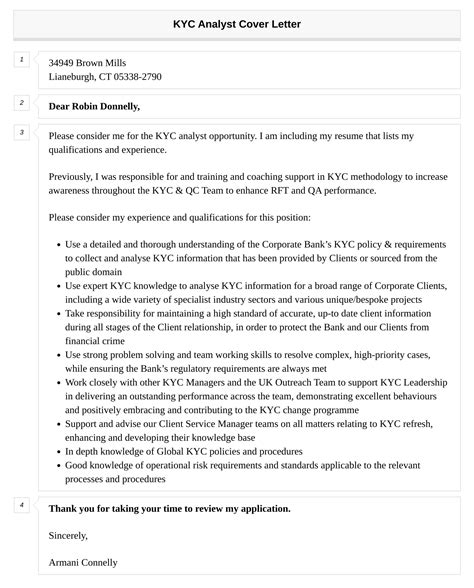 Kyc Analyst Cover Letter Velvet Jobs