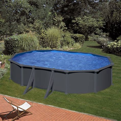 Piscine Acier Gre Ovale Juni Design Gris Anthracite