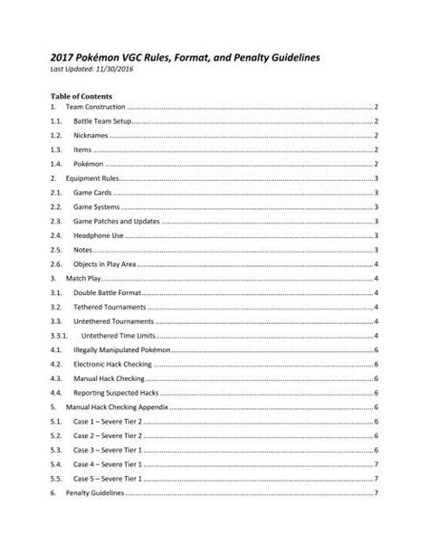 2017 Pokémon VGC Rules Format and Penalty Guidelines