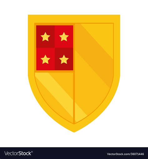 Golden Medieval Shield With Decorative Stars Vector Image