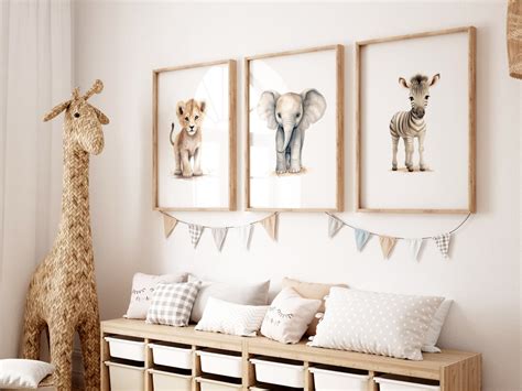 Safari Nursery Wall Decor Set Of 3 Prints Safari Nursery Decor Digital