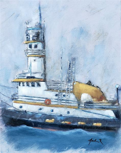 Hudson River Tug Boat Art The Brooklyn Boat Painting Impressionistic