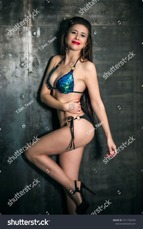 Portrait Sexy Thin Woman Lingerie Underwear Stock Photo