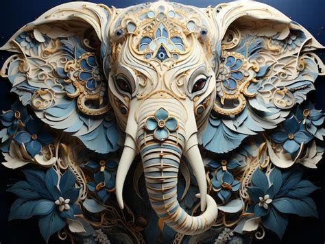 Un Fondo De Cabeza De Elefante Con Flores De Colores Foto Premium