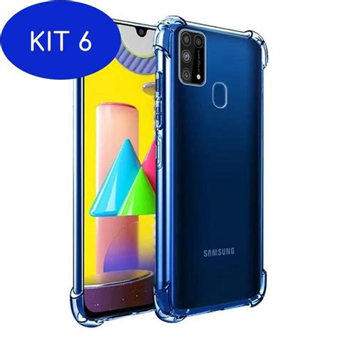 Kit 6 Capinha Silicone Antichoque Transparente Samsung Galaxy M21S