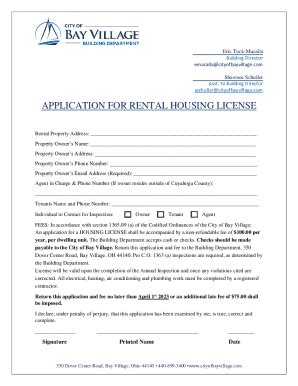 Fillable Online Application For Rental Housing License Fax Email Print