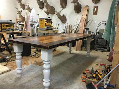 Hand Crafted Vintage Reclaimed Heart Pine Dinning Table By