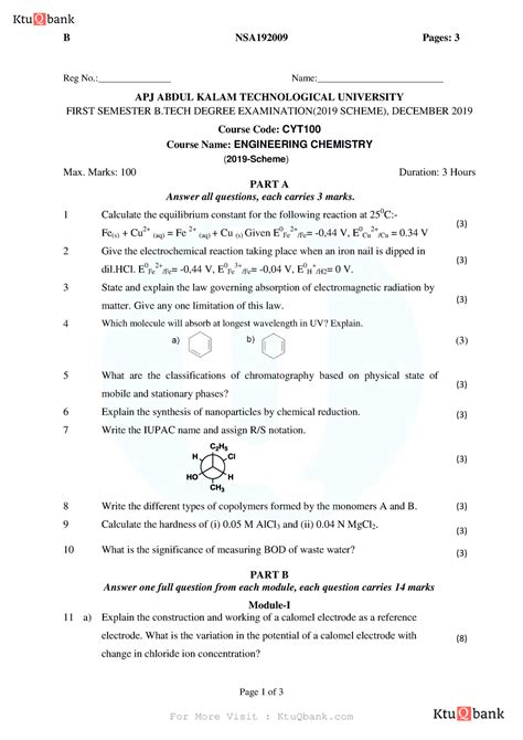 Cyt Engineering Chemistry Ktu Qbank B Nsa Pages Page