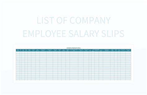 List Of Company Employee Salary Slips Excel Template And Google Sheets