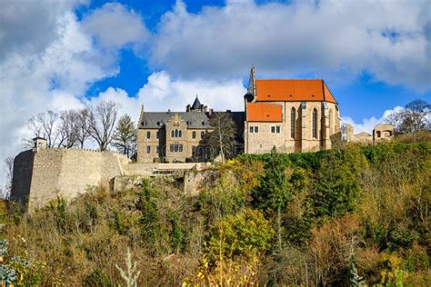 A View Of The Castle In Mansfeld Stock Image Image Of Drone Aerial