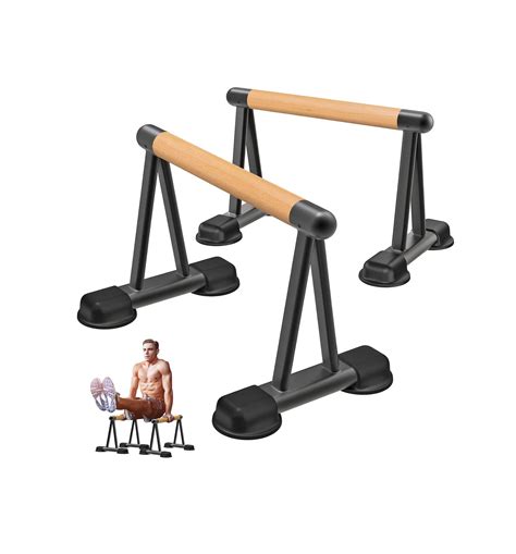 Push Up Bar 12 High Parallettes Bars With Wooden Handles Stable And