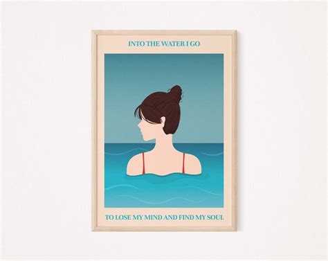 Find My Soul Swim Poster People In Water Print Swimming Pool Wall Art Wanderlust Sea Water