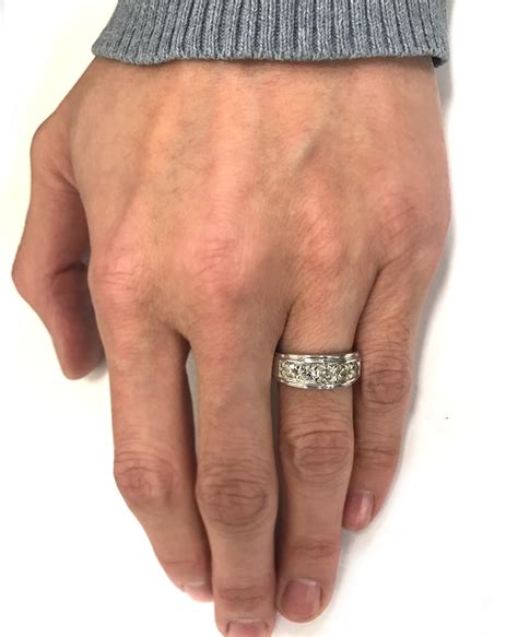 1 Ct Mens Diamond Five Stone Wedding Ring 10k White Gold