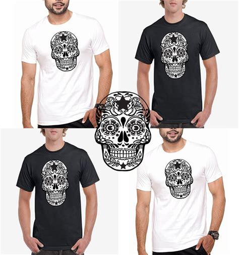 Sugar Skull Mens Black And White Cotton T Shirt Paul Slattery