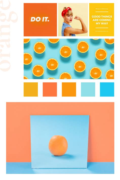 Colorful And Bright Mood Orange And Blue Color Palette Branding