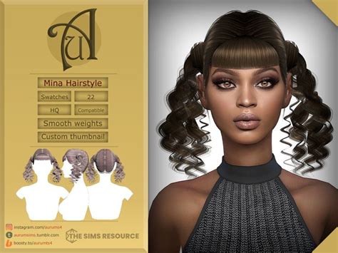 The Sims Resource Mina Short Curly Pigtail Hairstyle Pigtail