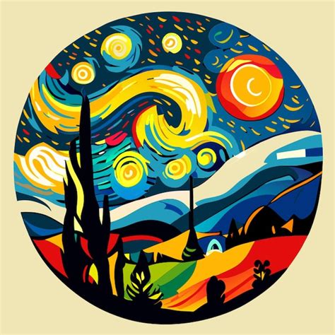 Premium Vector Starry Night Picasso Vector Illustration