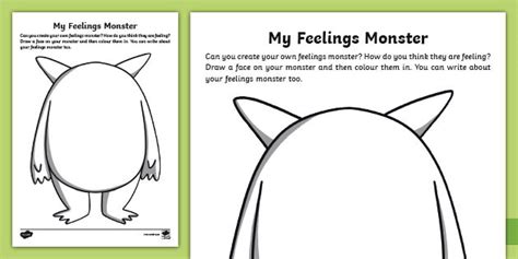 The Feelings Monster Worksheet Teacher Made