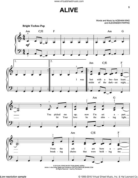 Alive Sheet Music For Piano Solo Pdf Interactive