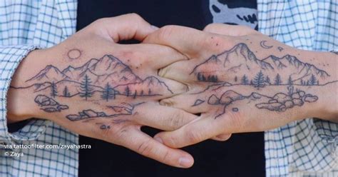 Individual Matching Mountain Tattoo On The Hands