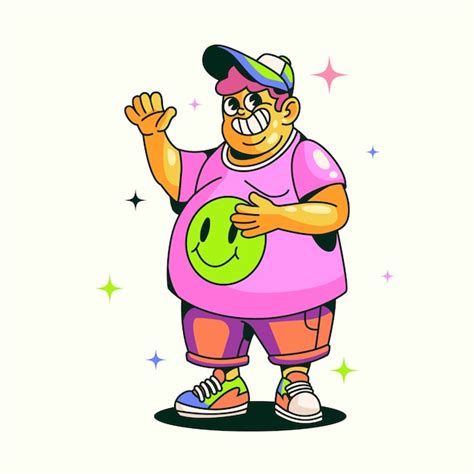 Free Vector Hand Drawn Fat Person Cartoon Illustration