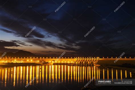 Dam over the Euphrates river lit up — waving, season - Stock Photo | #167573188