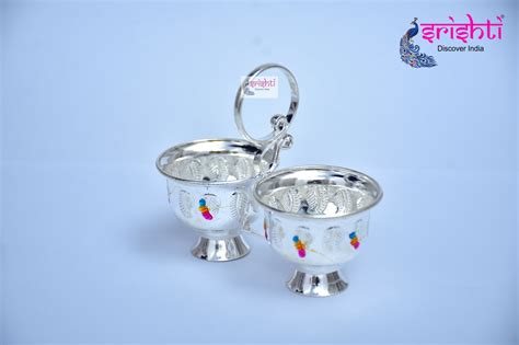 Shop Pure Silver Haldi Kumkum Two Cup Gms