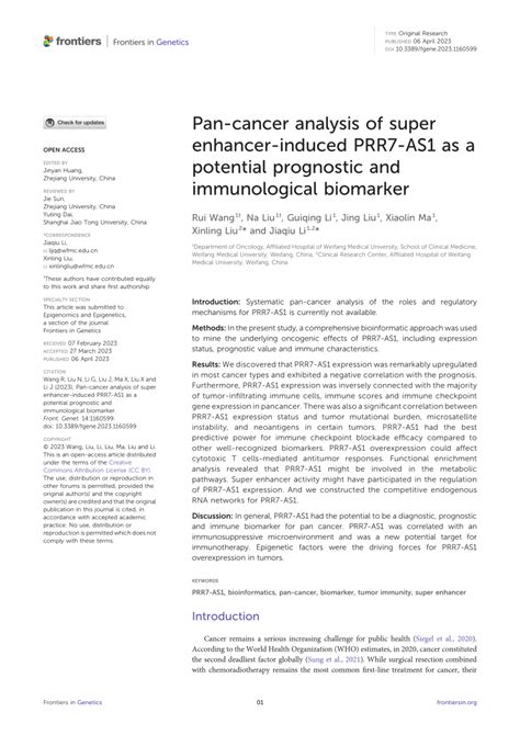 Pdf Pan Cancer Analysis Of Super Enhancer Induced Prr7 As1 As A