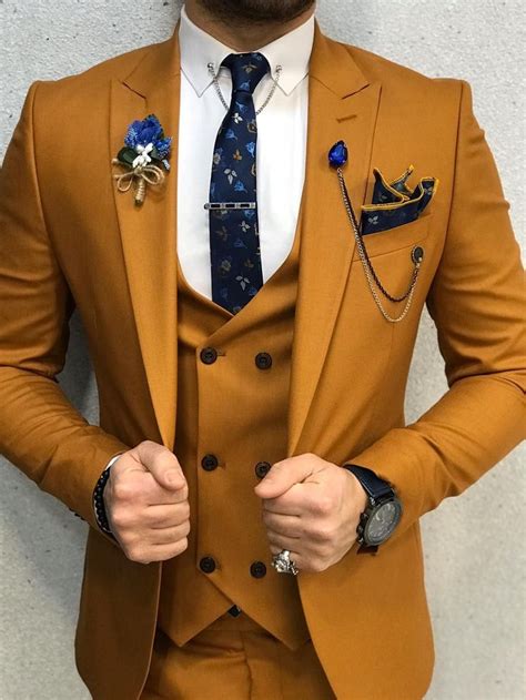 GentWith Villanova Slim Fit Suit Mustard Collection Spring Summer