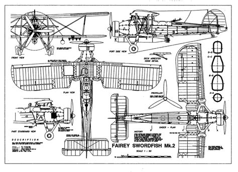 Fairy Swordfish Mark 2 Blueprint Art Fairey Swordfish Aircraft Painting