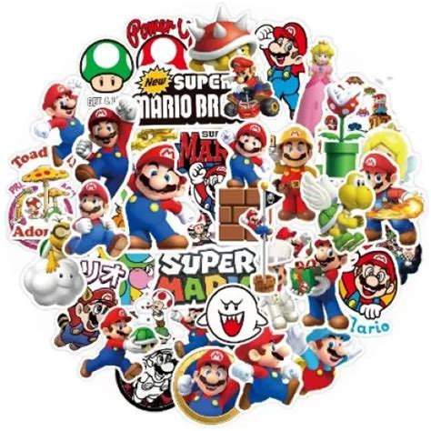 Stickers Mario Bross 50 Unidades Sorpresas De Cumpleaños Cuotas sin