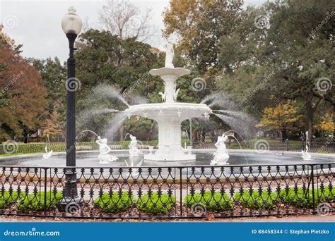 Forsyth Park Fountain Historic Savannah Georgia Ga Stock Photo Image