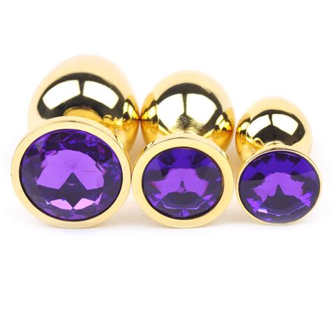 Goldener Metall Analplug Lila Metall Glas Plugs Analplugs Sex