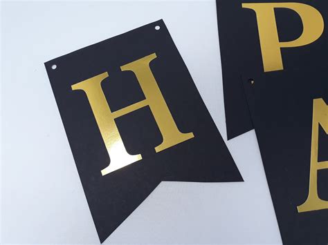 Happy Birthday Banner Black and Gold Bunting Gold Birthday - Etsy