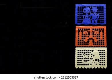 Colored Papel Picado Offering Mexican Tradition Stock Photo