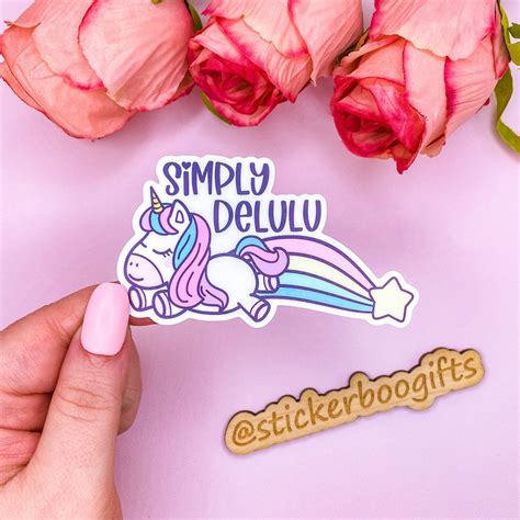 Delulu Vinyl Sticker Cute Pastel Rainbow Funny Stickers For Women