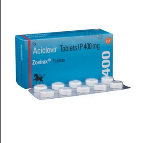 Zovirax Acyclovir 400 MG At Rs 152 99 Stripe Aciclovir Tablet In