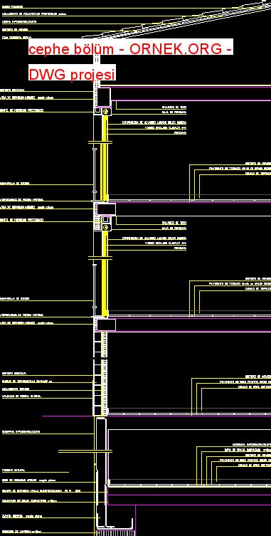 cephe bölüm dwg projesi Autocad Projeler