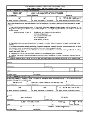 Fillable Online RECYCLING Fort Bragg US Army Garrisons Army Mil