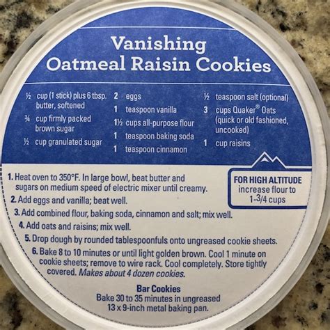 Quaker Oatmeal Raisin Cookies Recipe On Lid Dandk Organizer