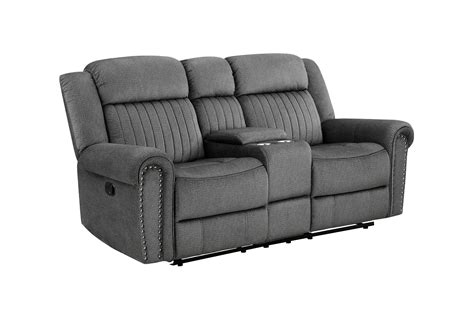 Keighly Charcoal Polyester 76" Manual Reclining Console Loveseat | Living Spaces